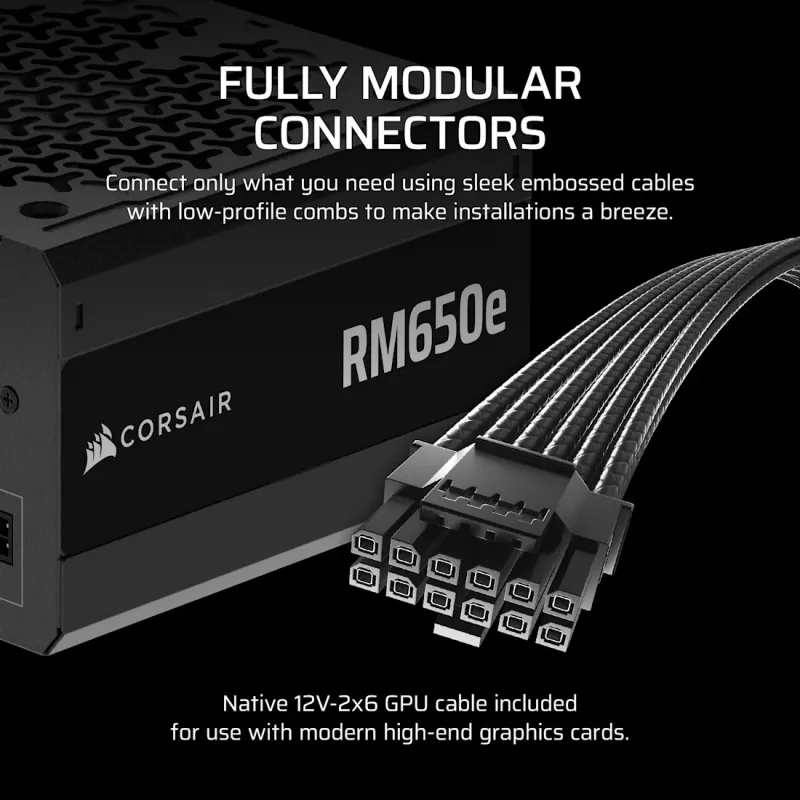 CORSAIR maitinimo blokas - RMe serijos RM650e pilnai modulinis, mažo triukšmo ATX 650W
