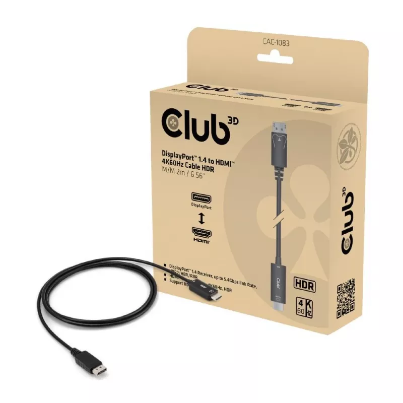 CLUB3D CAC-1083 DisplayPort kabelis 2 m HDMI tipo D (mikro) juodas