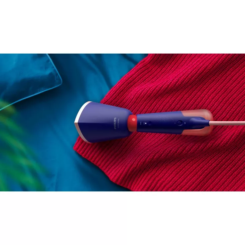 Philips 5000 serijos rankinis garintuvas, rankinis drabužių garintuvas, 0,32 L, 0,58 min, mėlyna, jūros mėlyna, mygtukai
