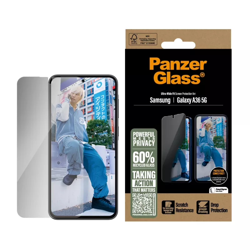 PanzerGlass ® Privatumo ekrano apsauga, skirta Samsung Galaxy A36 5G | Ultra-Wide Fit