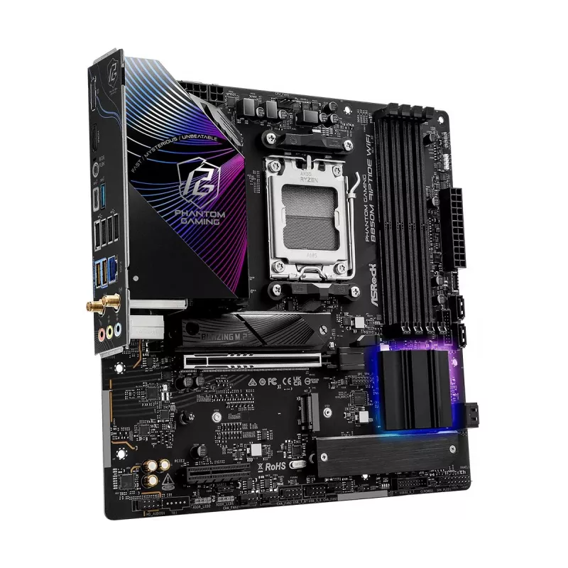 ASRock Motininė plokštė B850M Riptide WiFi AM5 AMD B850 4 X DDR5 1 X HDMI 2.1 Tmds/frl 8g 1 X DisplayPort 1.4 su DSC mATX