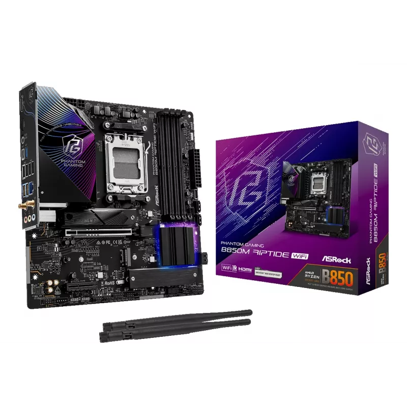 ASRock Motininė plokštė B850M Riptide WiFi AM5 AMD B850 4 X DDR5 1 X HDMI 2.1 Tmds/frl 8g 1 X DisplayPort 1.4 su DSC mATX