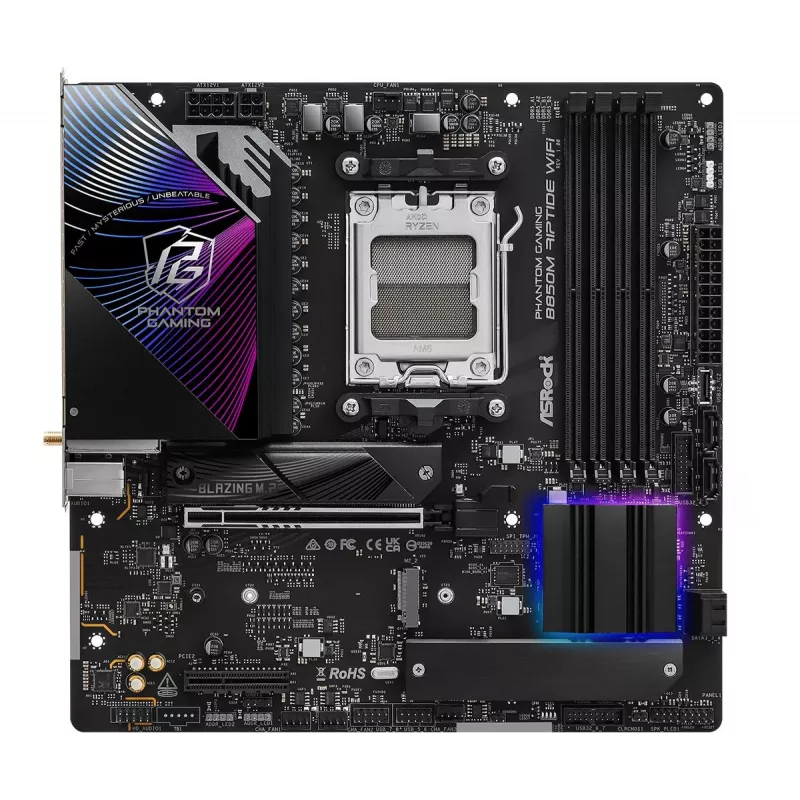 ASRock Motininė plokštė B850M Riptide WiFi AM5 AMD B850 4 X DDR5 1 X HDMI 2.1 Tmds/frl 8g 1 X DisplayPort 1.4 su DSC mATX