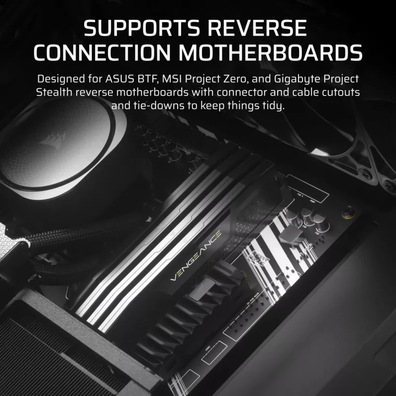 PC korpusas CORSAIR FRAME 4000D RS Midi Tower — juodas, EATX palaikymas, grūdintas stiklas, USB-C, 3x120mm priekiniai ventiliatoriai