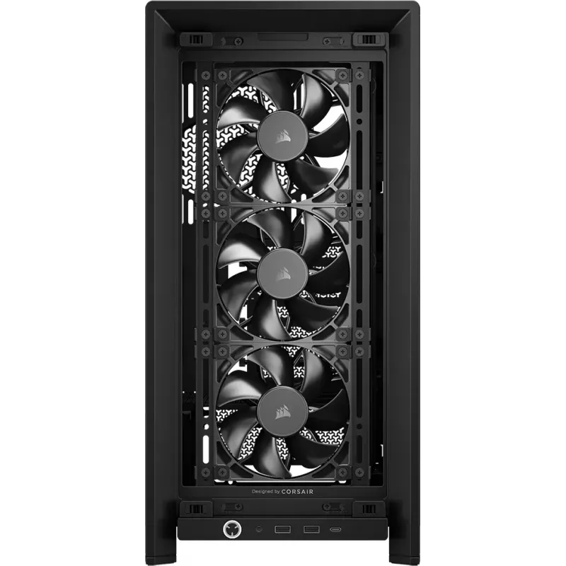 PC korpusas CORSAIR FRAME 4000D RS Midi Tower — juodas, EATX palaikymas, grūdintas stiklas, USB-C, 3x120mm priekiniai ventiliatoriai