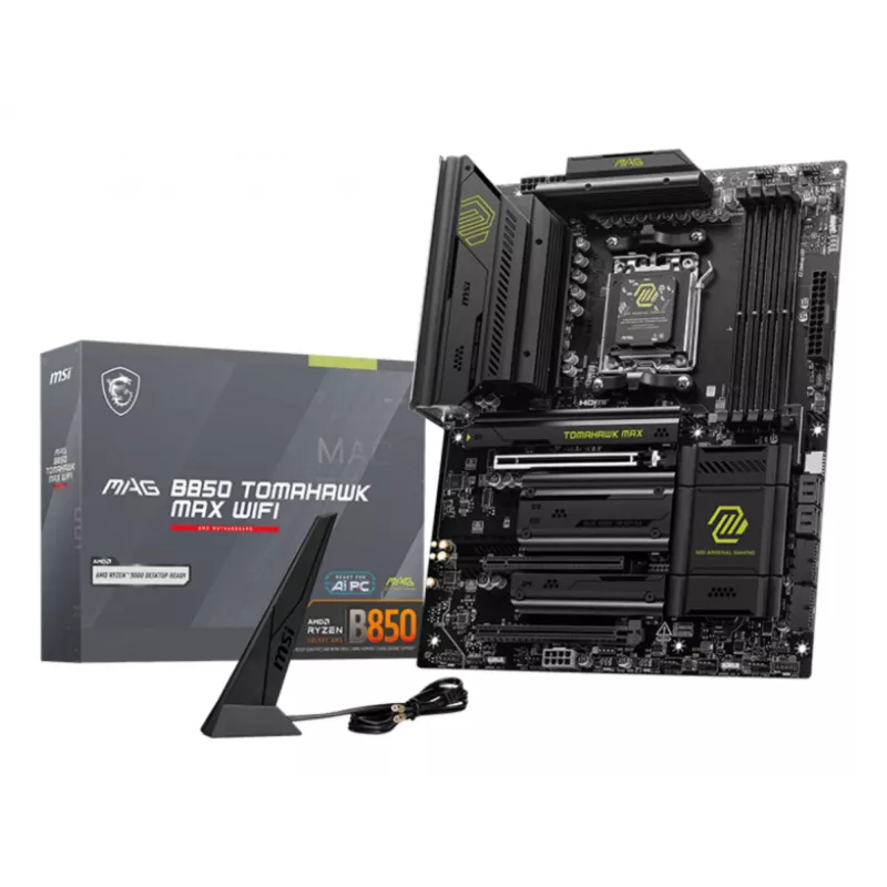 Motininė plokštė MSI MAG B850 TOMAHAWK MAX WIFI — AMD B850, Socket AM5, ATX, DDR5, 4×M.2, Wi‑Fi 7, 5Gb LAN, 7.1 garso
