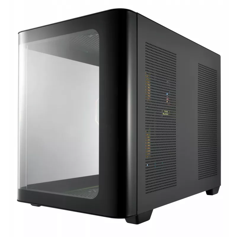 FSP S380-BA korpusas Mini Tower mITX, mATX juodas ARGB, Micro Tower, PC, juoda, micro ATX, Mini-ITX, SPCC, grūdintas stiklas, žaidimams