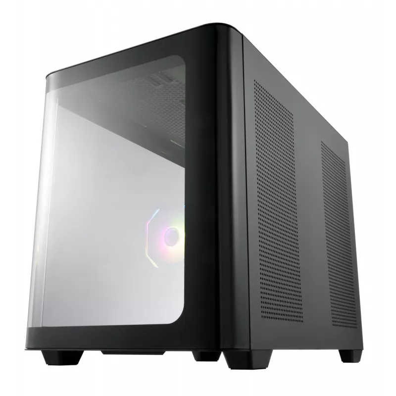 FSP S380-BA korpusas Mini Tower mITX, mATX juodas ARGB, Micro Tower, PC, juoda, micro ATX, Mini-ITX, SPCC, grūdintas stiklas, žaidimams