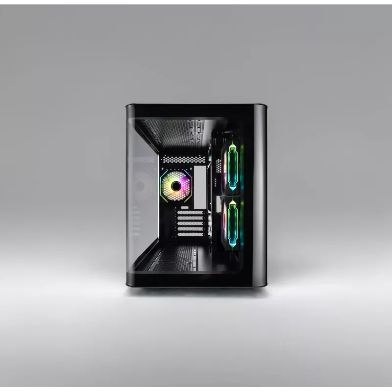 FSP S380-BA korpusas Mini Tower mITX, mATX juodas ARGB, Micro Tower, PC, juoda, micro ATX, Mini-ITX, SPCC, grūdintas stiklas, žaidimams