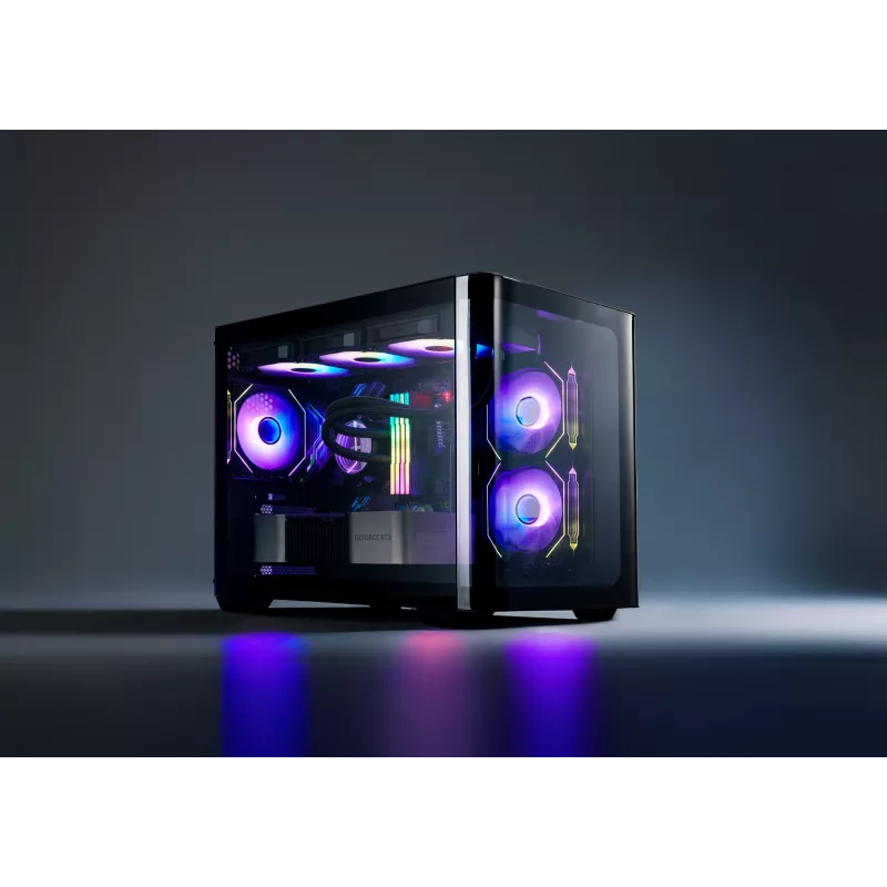 FSP S380-BA korpusas Mini Tower mITX, mATX juodas ARGB, Micro Tower, PC, juoda, micro ATX, Mini-ITX, SPCC, grūdintas stiklas, žaidimams