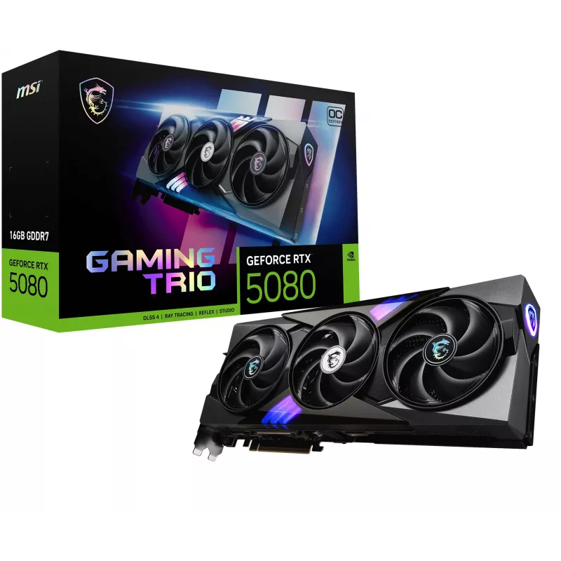 MSI GAMING GEFORCE RTX 5080 16G TRIO OC grafikos plokštė NVIDIA 16 GB GDDR7