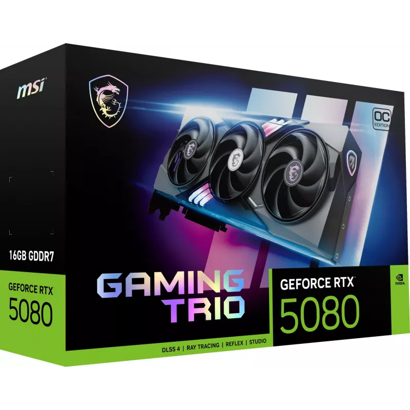 MSI GAMING GEFORCE RTX 5080 16G TRIO OC grafikos plokštė NVIDIA 16 GB GDDR7