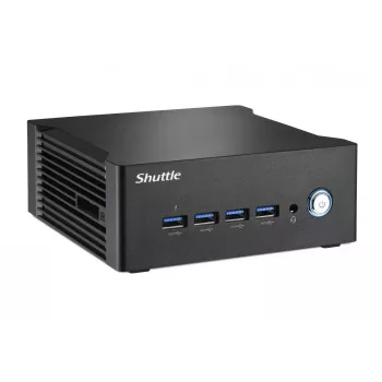 Shuttle Nano PC NA10H7, AMD Ryzen™ 7-8845HS APU, Radeon780M, 2xHDMI, 2xUSB-C 4.0(DP), 2x2.5Gbit LAN, 24/7 nuolatinis darbas, įsk. VESA