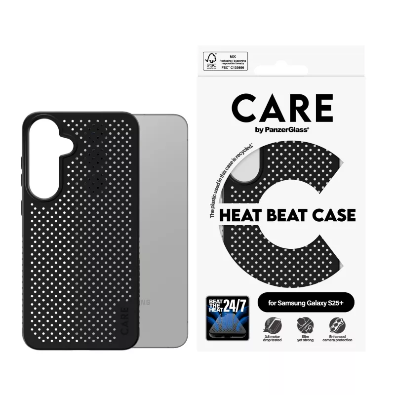 PanzerGlass CARE™ by ® Case Heat Beat Samsung Galaxy S25+, Dėklas, Samsung, Samsung - Galaxy S25+, Juoda