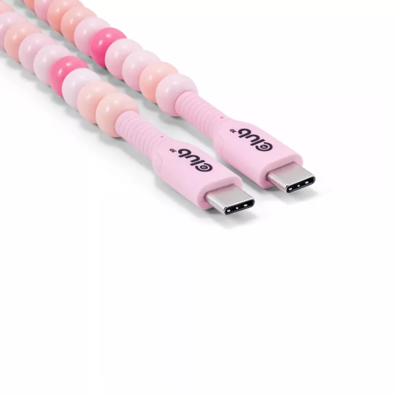 CLUB3D USB-C® karoliukinis kabelis, rožinis, 2 m, USB C, USB C, 0.48 Gbit/s, rožinis