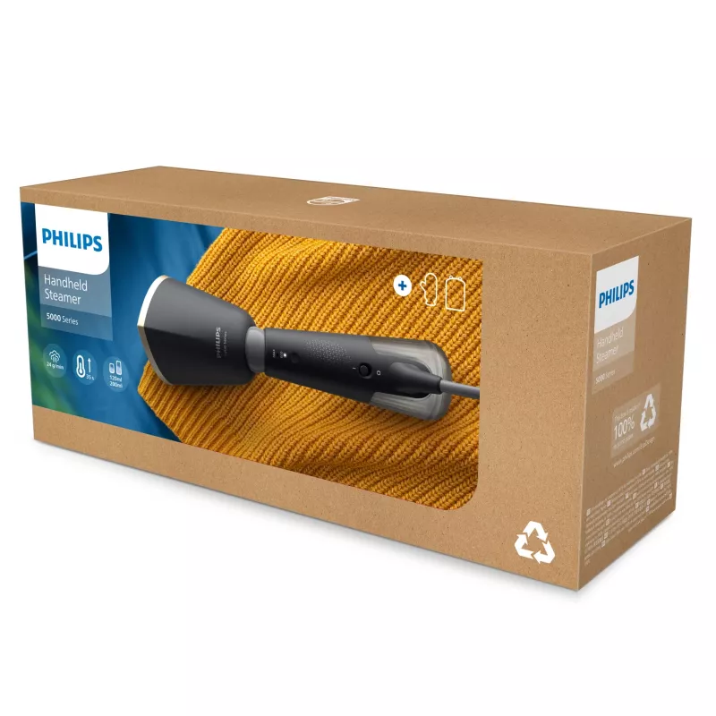 Philips 5000 serijos rankinis garintuvas, rankinis drabužių garintuvas, 0,32 L, 0,58 min, pilka, tamsiai pilka, 24 g/min