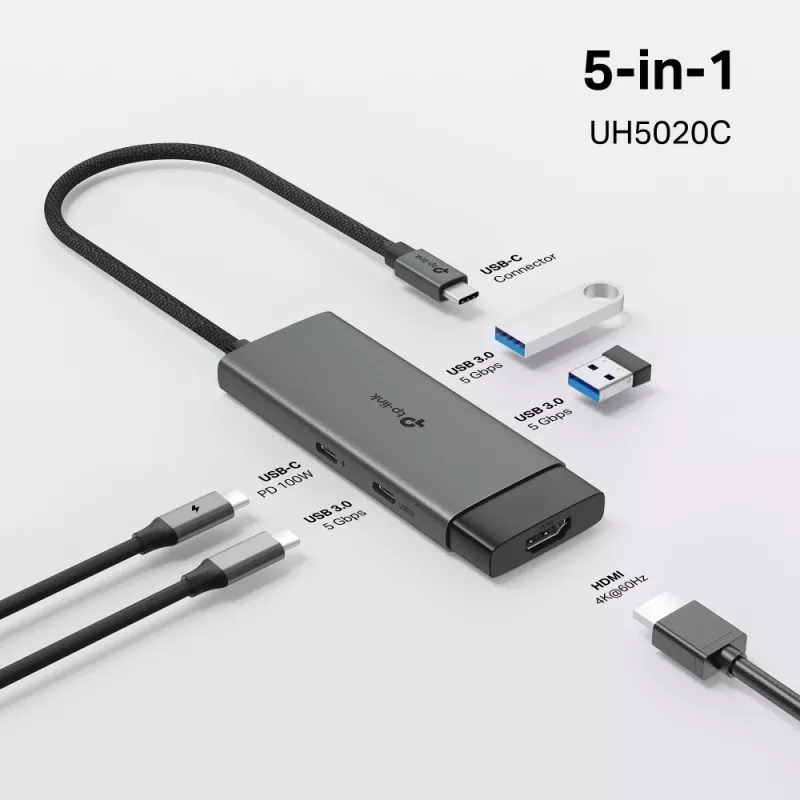 TP-Link UH5020C USB Type-C šakotuvas 5000 Mbit/s HDMI USB 3.2