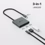 USB Type-C Hub TP-Link UH3020C — 3 prievadai (HDMI, USB-A, USB-C), 5 Gbit/s, HDMI 4K@60Hz, PD iki 100W, aliuminis, 0,18 m laidas