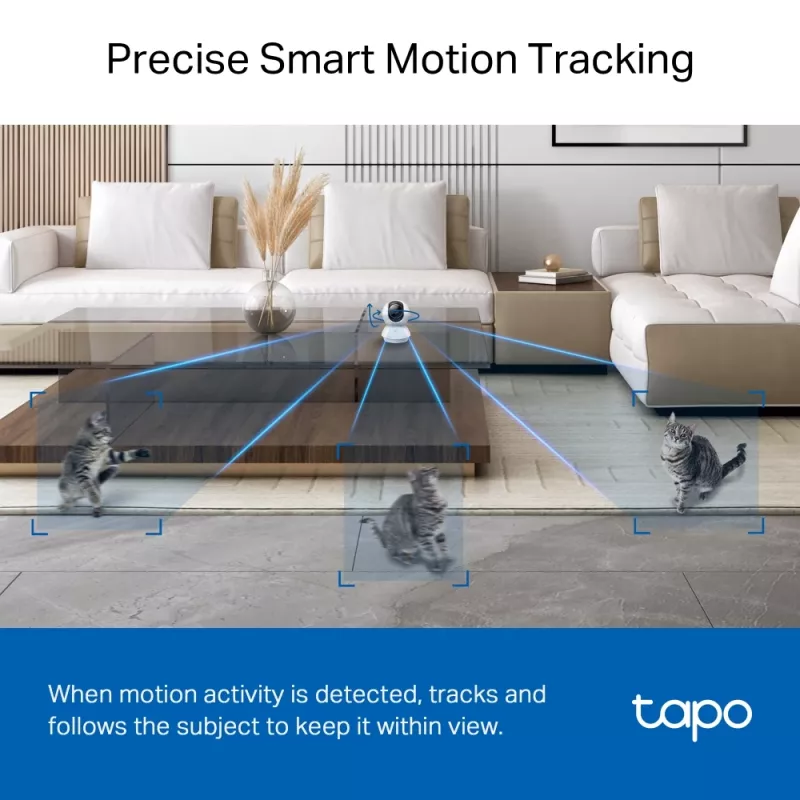 TP-Link Tapo Pan/Tilt AI Home Security Wi-Fi Camera SPEC: 3K 5MP (2880×1620), 2.4 GHz, Horizontal 360º