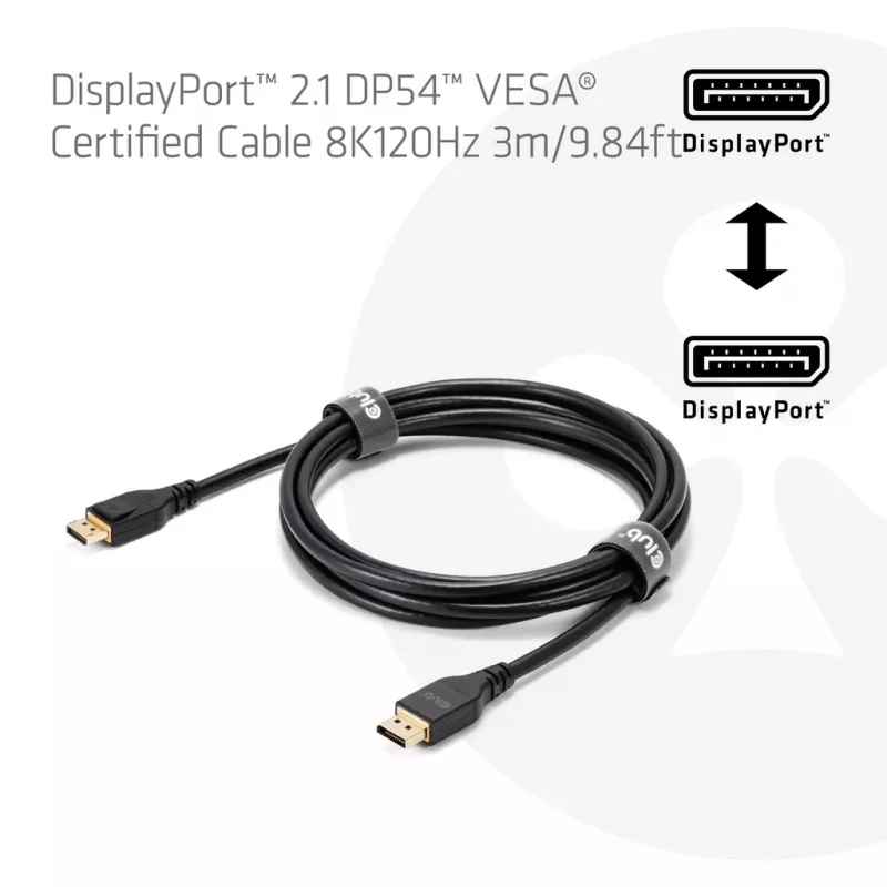 CLUB3D DisplayPort™ 2.1 DP54™ VESA® sertifikuotas kabelis 8K120Hz 3m/ 9.84ft
