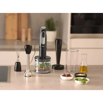 Braun MultiQuick 5 Pro 0,6 L panardinamas plakiklis 1000 W Juoda, Sidabrinė