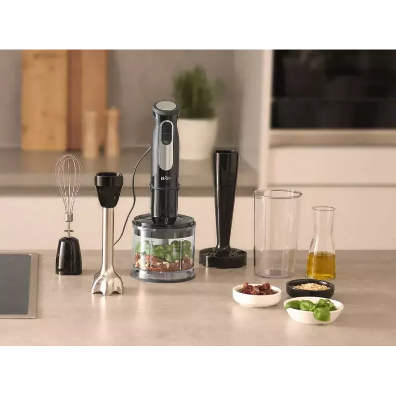 Braun MultiQuick 5 Pro 0,6 L panardinamas plakiklis 1000 W Juoda, Sidabrinė