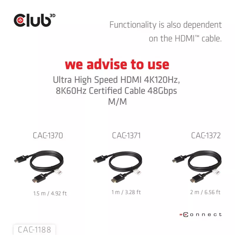 Adapter club 3d Mini DisplayPort 1.4 to HDMI 8K60Hz M/F, Mini DisplayPort jungtis