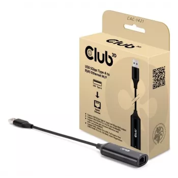 Kabelio lyties keitiklis CLUB3D CAC-1421 USB Typee-A į RJ45 0.245m Juoda