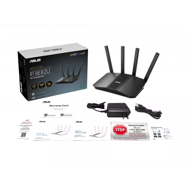 ASUS RT-BE82U BE6500 belaidis maršrutizatorius 2.5 Gigabit Ethernet Dviejų juostų (2,4 GHz / 5 GHz) Juoda