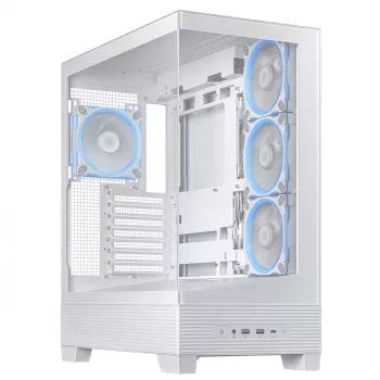 PC Case ASUS A31 Plus TG ARGB WHITE Midi Tower — ATX, grūdintas stiklas, ARGB, 3x120mm + 1x120mm ventiliatoriai, 38 cm GPU, 165 mm CPU aušintuvas