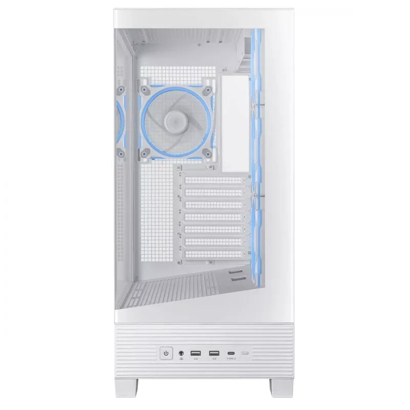 PC Case ASUS A31 Plus TG ARGB WHITE Midi Tower — ATX, grūdintas stiklas, ARGB, 3x120mm + 1x120mm ventiliatoriai, 38 cm GPU, 165 mm CPU aušintuvas