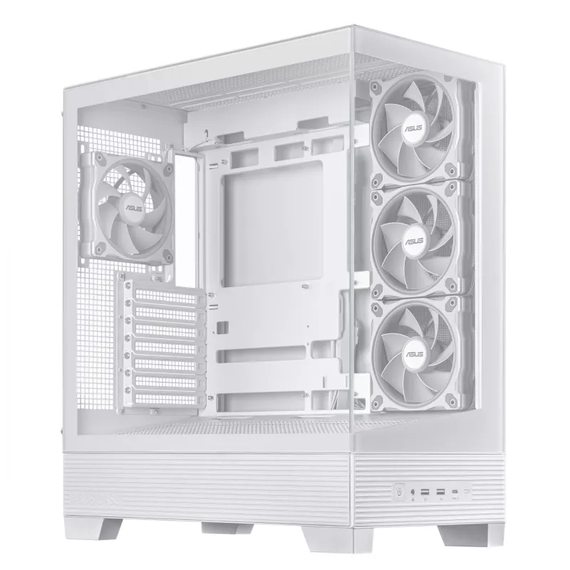 PC Case ASUS A31 Plus TG ARGB WHITE Midi Tower — ATX, grūdintas stiklas, ARGB, 3x120mm + 1x120mm ventiliatoriai, 38 cm GPU, 165 mm CPU aušintuvas