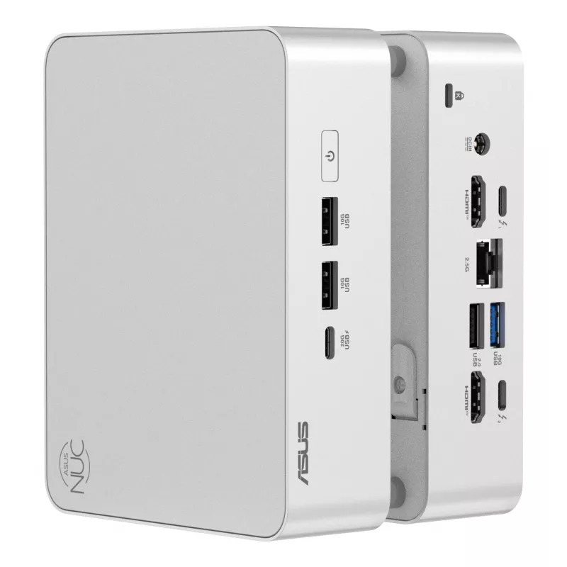 Mini PC barebone ASUS NUC 15 Pro+ RNUC15CRSU900002 — Intel Core Ultra 9 (16 branduolių/16 gijų), DDR5 iki 192 GB, Intel Arc 140T, Wi‑Fi 7, 2x HDMI 2.1, 2x Thunderbolt 4