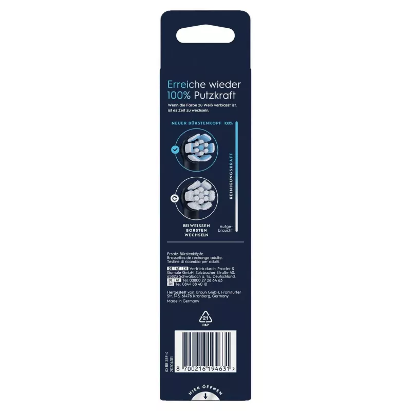 Oral-B 194631 dantų šepetėlio galvutė 4 vnt. juoda