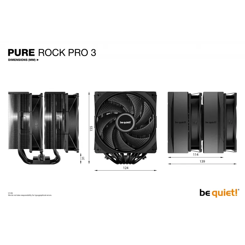 be quiet! Pure Rock Pro 3 Juoda procesoriaus oro aušintuvas 12 cm 1 vnt.