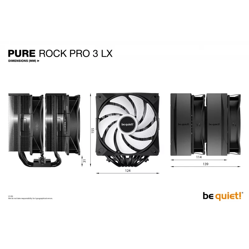 be quiet! Pure Rock Pro 3 LX Juoda procesoriaus oro aušintuvas 12 cm 1 vnt.