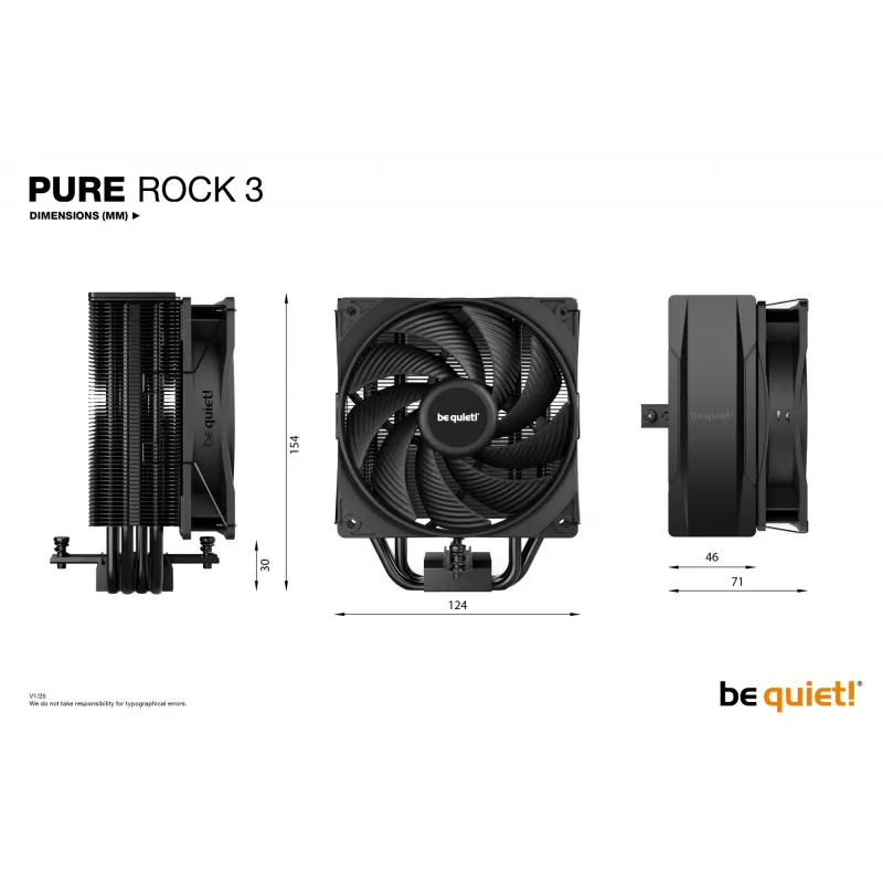 be quiet! Pure Rock 3 Juoda procesoriaus oro aušintuvas 12 cm 1 vnt.