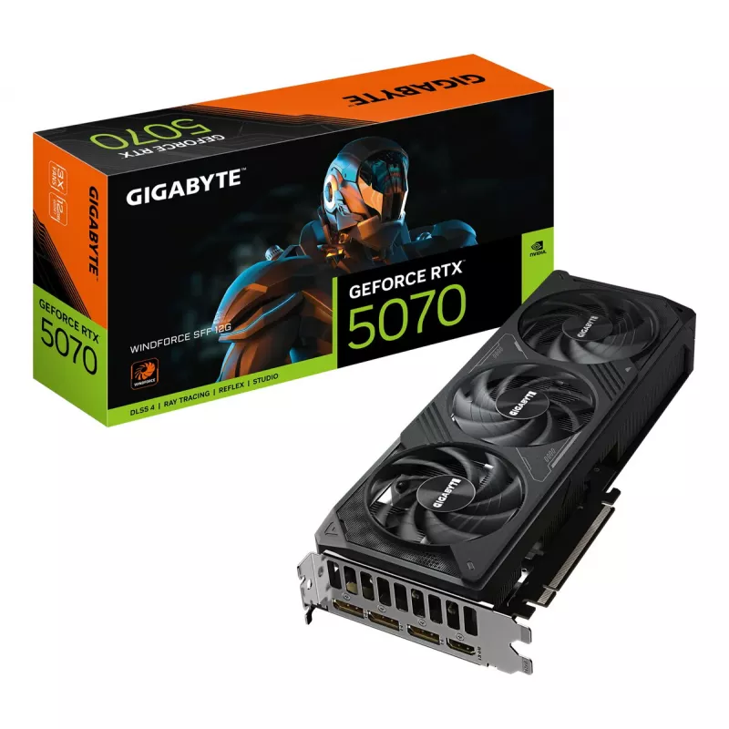 Vaizdo plokštė GIGABYTE GeForce RTX 5070 12GB GDDR7, PCIe 5.0, 192 bitų, WINDFORCE 3X aušinimas
