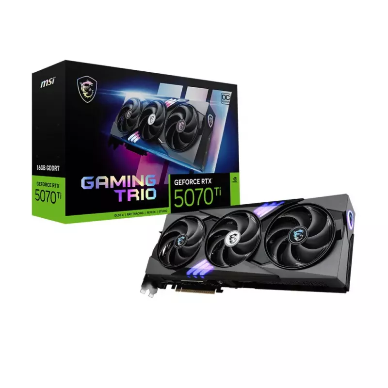 Vaizdo plokštė MSI GeForce RTX 5070 Ti — 16 GB GDDR7, PCIe 5.0, 256 bitų, 3 ventiliatoriai, 338 mm