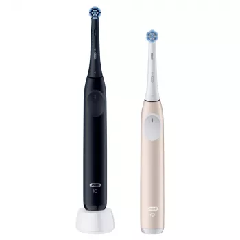 Elektrinis dantų šepetėlis Oral-B iO Series 2 Duo, juodas ir rožinis, įkraunamas, su išmaniuoju spaudimo jutikliu