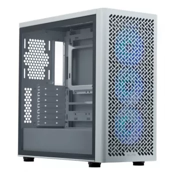PC korpusas Cooler Master Elite 502 Midi Tower baltas — ATX, 3x 120 mm priekyje, 120 mm gale, maitinimo blokas apačioje, palaiko 2.5 col./3.5 col. diskus