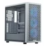 PC korpusas Cooler Master Elite 502 Midi Tower baltas — ATX, 3x 120 mm priekyje, 120 mm gale, maitinimo blokas apačioje, palaiko 2.5 col./3.5 col. diskus