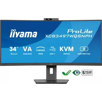 iiyama ProLite XCB3497WQSNPH-B1 kompiuterio monitorius 86,4 cm (34 colių) 3440 x 1440 pikselių „UltraWide Quad HD“ LED juodas