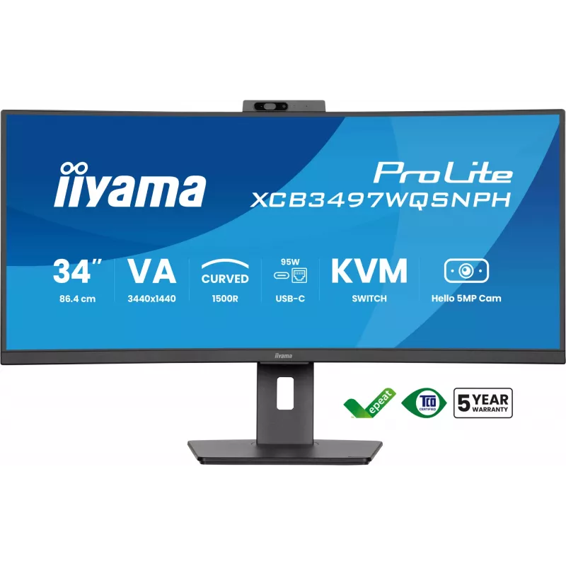 iiyama ProLite XCB3497WQSNPH-B1 kompiuterio monitorius 86,4 cm (34 colių) 3440 x 1440 pikselių „UltraWide Quad HD“ LED juodas