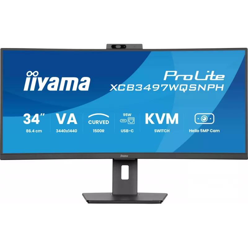 iiyama ProLite XCB3497WQSNPH-B1 kompiuterio monitorius 86,4 cm (34 colių) 3440 x 1440 pikselių „UltraWide Quad HD“ LED juodas
