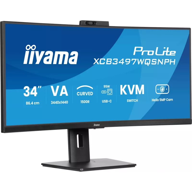 iiyama ProLite XCB3497WQSNPH-B1 kompiuterio monitorius 86,4 cm (34 colių) 3440 x 1440 pikselių „UltraWide Quad HD“ LED juodas