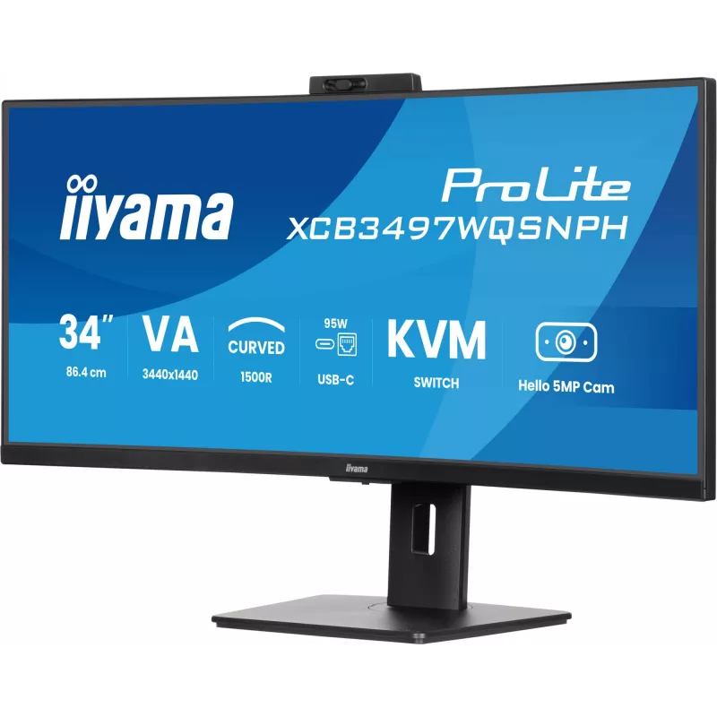 iiyama ProLite XCB3497WQSNPH-B1 kompiuterio monitorius 86,4 cm (34 colių) 3440 x 1440 pikselių „UltraWide Quad HD“ LED juodas