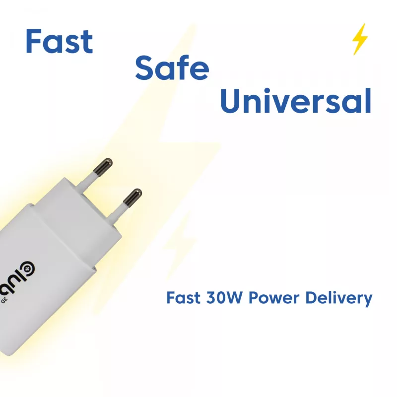 USB‑C įkroviklis 2 vnt. rinkinys CLUB3D CAC-3020, 30 W bendra galia, balta