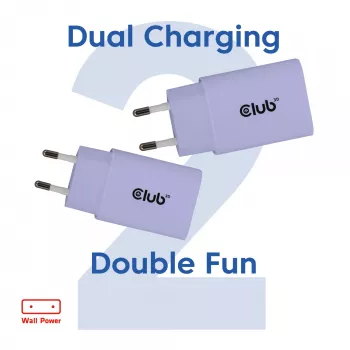 Maitinimo adapteris club 3d USB-C įkroviklis 30 W 2 vnt. pakuotėje, kompaktiškas, skirtas telefonams ir planšetėms