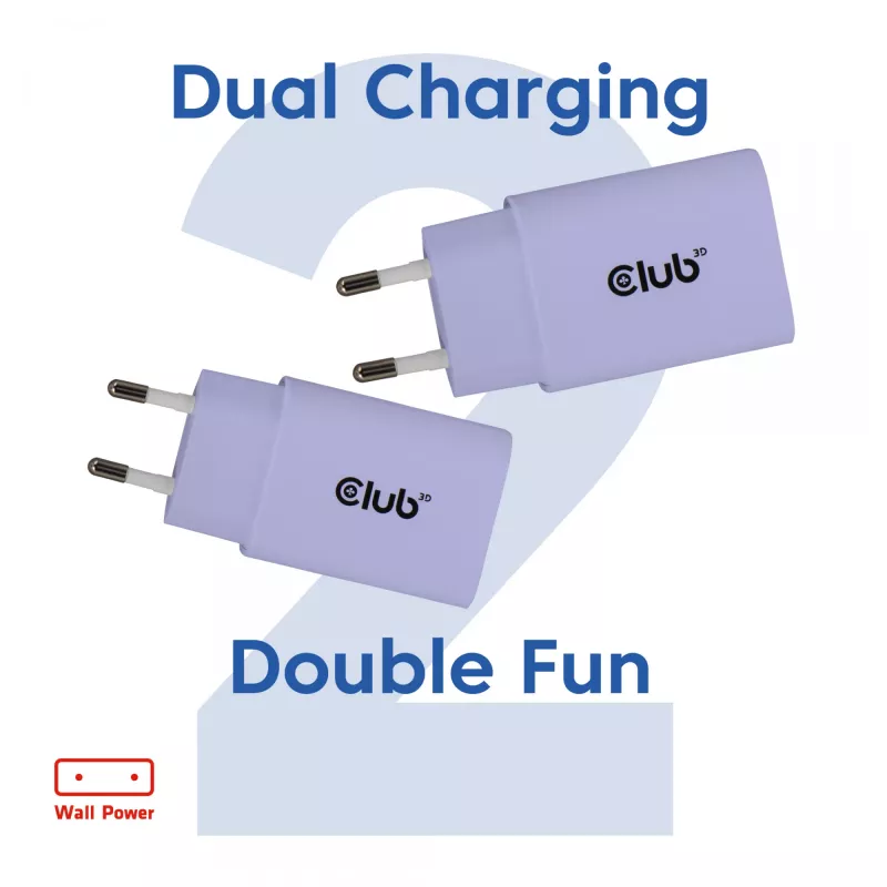 Maitinimo adapteris club 3d USB-C įkroviklis 30 W 2 vnt. pakuotėje, kompaktiškas, skirtas telefonams ir planšetėms